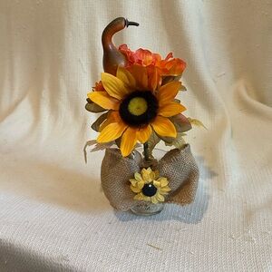 Sunflower and Orange Floral Arrangement with Bird Accent